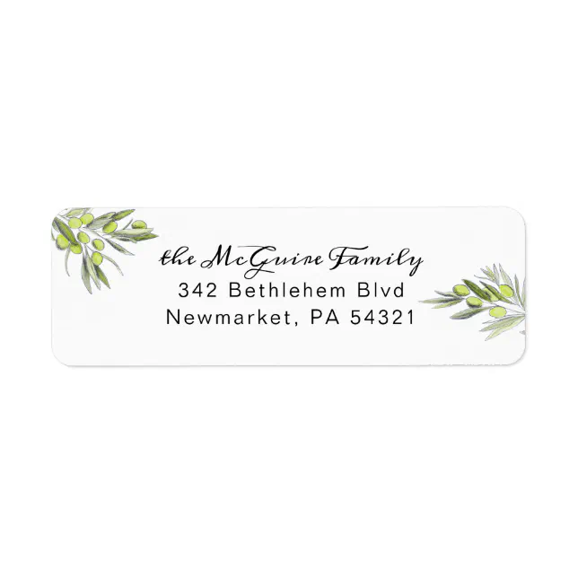 Olive Branch Return Address Label | Zazzle