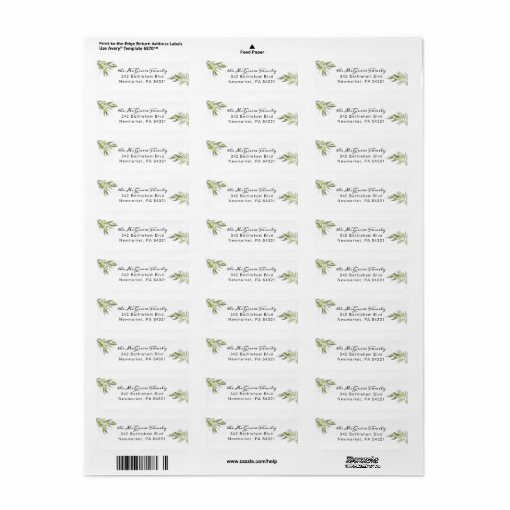 Olive Branch Return Address Label Zazzle