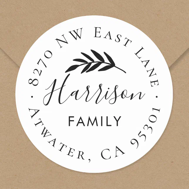 Olive Branch Round Return Address Label Zazzle