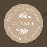 Olive Branch Round Return Address Label<br><div class="desc">Custom return address stickers personalized with your family monogram and address on a faux kraft paper background. Use the design tools to change the background color and fonts to further customize your own unique design.</div>