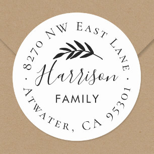 Olive Branch Round Return Address Label