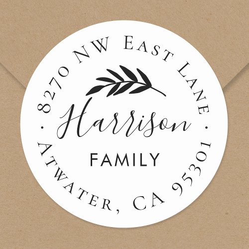 Olive Branch Round Return Address Label