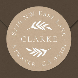 Olive Branch Round Return Address Label