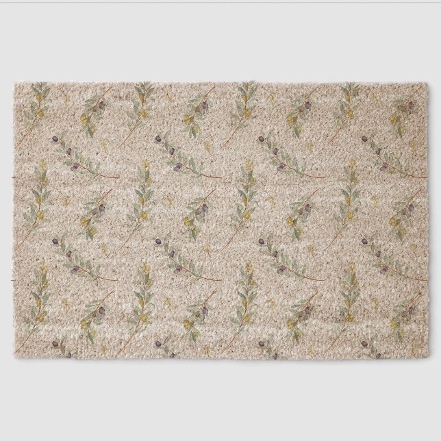Olive Branch Rustic Greenery Fiber Doormat (Front)
