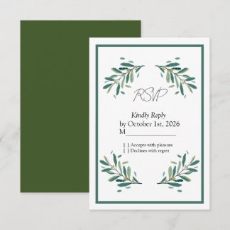 Olive Branch Sage Green Wedding RSVP Response Card