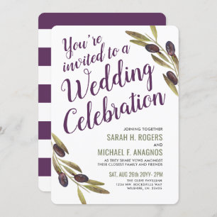 Olive Branch Sangria White Wedding Invite