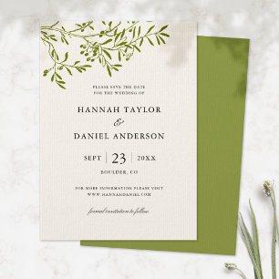 Olive Branch Save the Date card Ivory