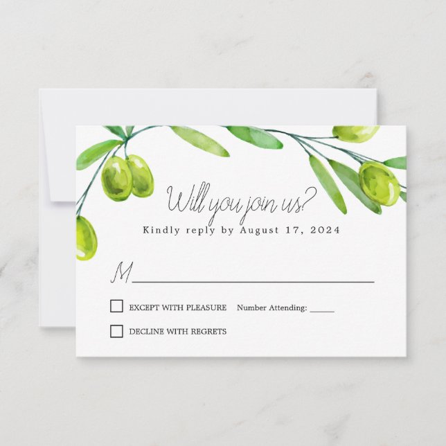 Olive Branch Script Classic Respond Card (Front)