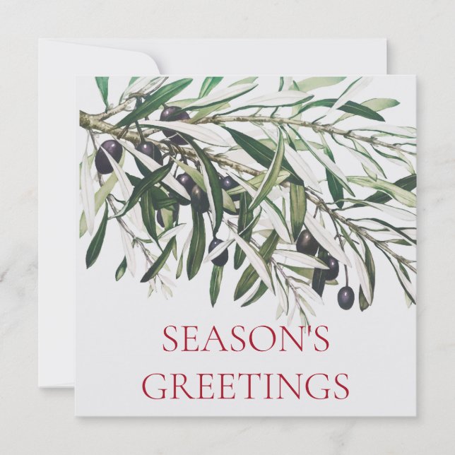 "OLIVE BRANCH" SEASON'S GREETINGS FLAT CHRISTMAS CARD (Front)