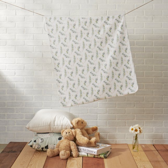 Olive Branch Soft Green Botanical Baby Blanket (In Situ)