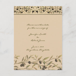 Olive Branch Tuscan Save the Date Announcement Postcard