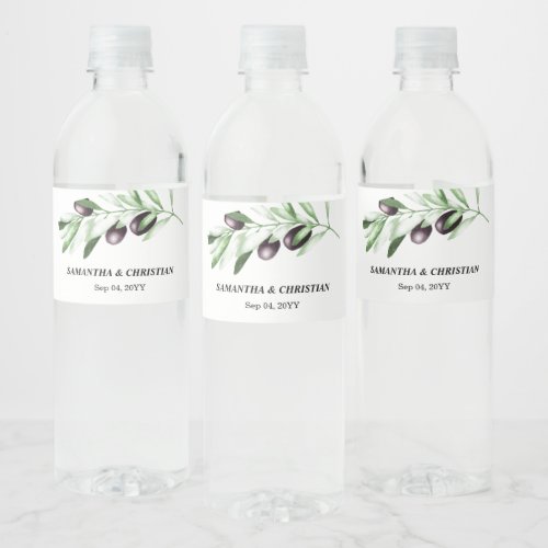 Olive Branch   Water Bottle Label