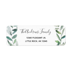Olive Branch Watercolor Custom Return Address Label