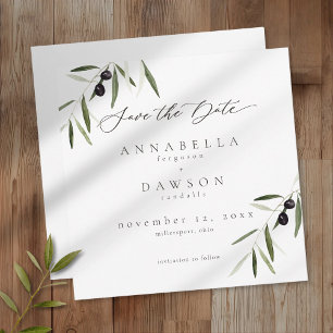 Olive Branch Watercolor Elegant Minimalist Wedding Save The Date