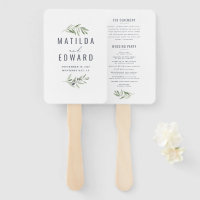 Olive branch watercolor painted wedding hand fan