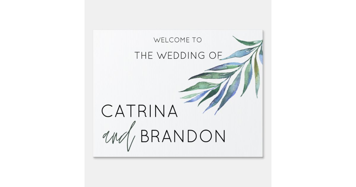 olive-branch-watercolor-wedding-welcome-yard-sign-zazzle