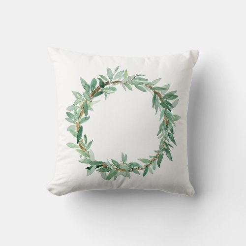 Olive Branch Watercolor Wreath pillow