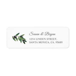 Olive Branch Wedding Address Label