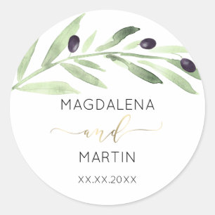 olive branch wedding classic round sticker