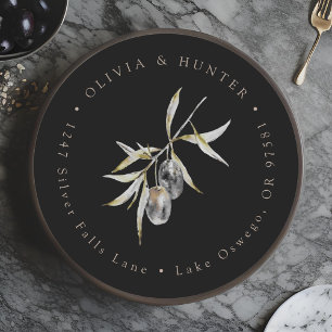 Olive Branch Wedding Couple Names Return Address Classic Round Sticker