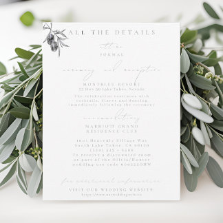 Olive Branch Wedding Details Enclosure Cards
