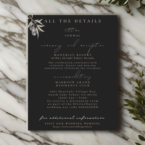 Olive Branch Wedding Details Enclosure Cards