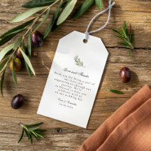 Olive Branch Wedding Favor Tag | Minimal Elegant 