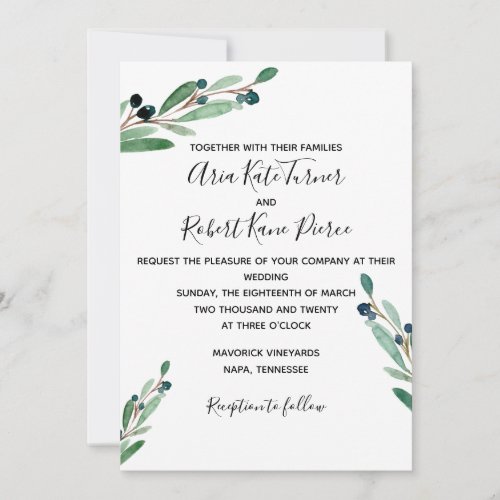 Olive Branch Wedding Invitation