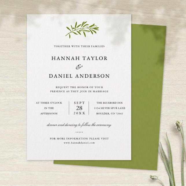 Olive Branch Wedding Invitation Card (Creator Uploaded)