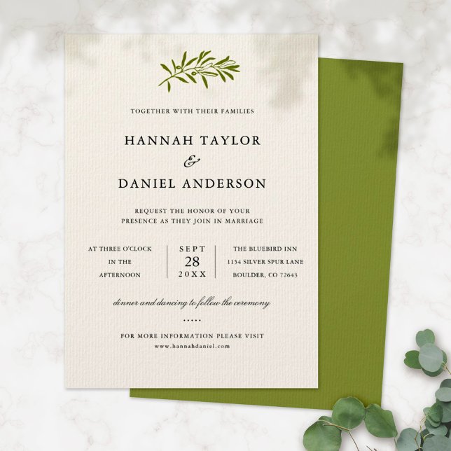 Olive Branch Wedding Invitation Card | Ivory (Creator Uploaded)