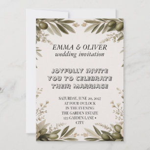 Olive Branch Wedding Invitation Cream Floral