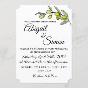 Olive Branch. Wedding Invitation. Invitation