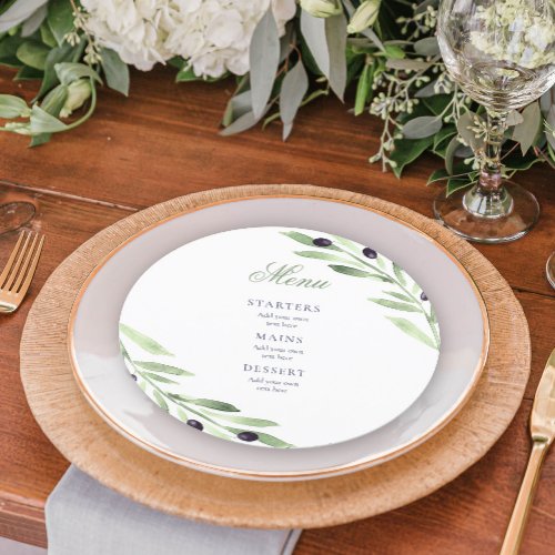 olive branch wedding Menu