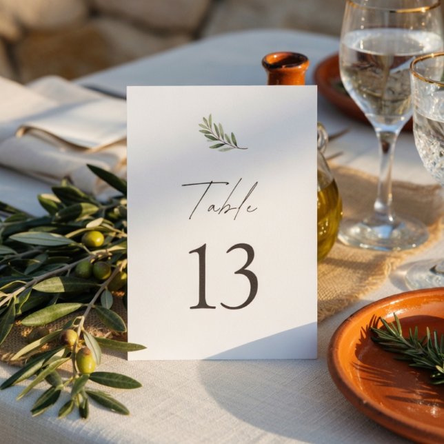 Olive Branch Wedding | Minimal Elegant Table Number (Creator Uploaded)