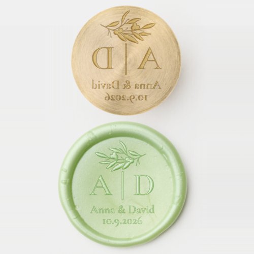 Olive Branch Wedding Monogram Wax Seal Stamp