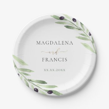Olive Branch Wedding Paper Plate by amoredesign at Zazzle
