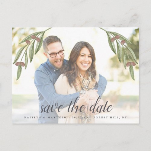 Olive Branch Wedding Photo Save The Date Announcement Postcard