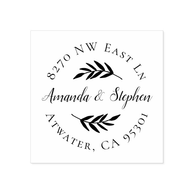 Olive Branch Wedding Return Address Stamp (Imprint)