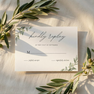 Olive Branch Wedding RSVP Card Elegant Greenery