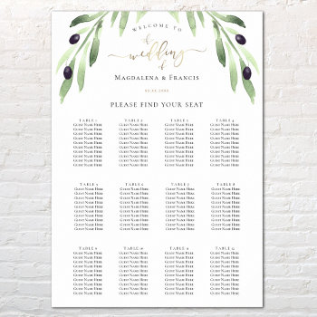 Olive Branch Wedding Seating Chart by amoredesign at Zazzle