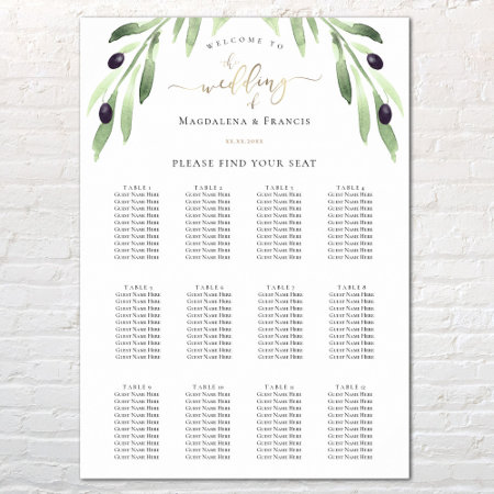 Olive Branch Wedding Seating Chart
