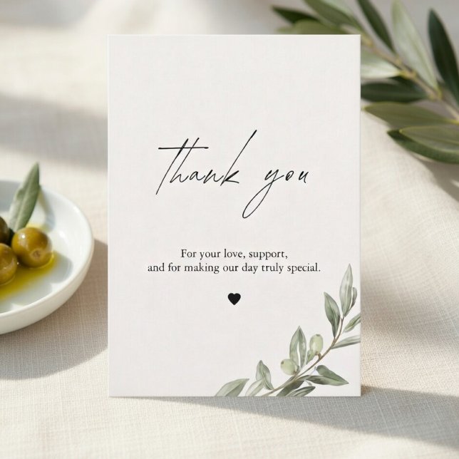 Olive Branch Wedding Thank You Card | Elegant  (Creator Uploaded)