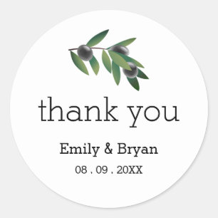 Olive Branch Wedding Thank You Sticker