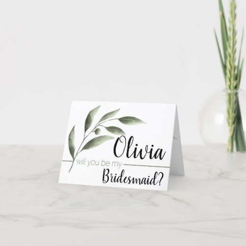 Olive Branch Will You Be My Bridesmaid Cards Water