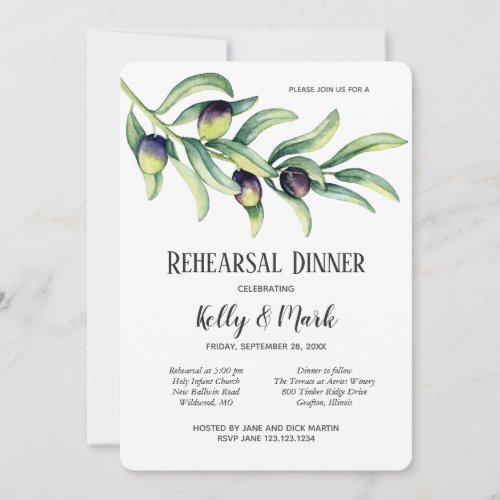 Olive Branch Winery Rehearsal Dinner Invitation