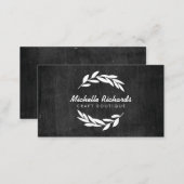 Olive Branch Wreath Logo on Black Wood Business Card (Front/Back)