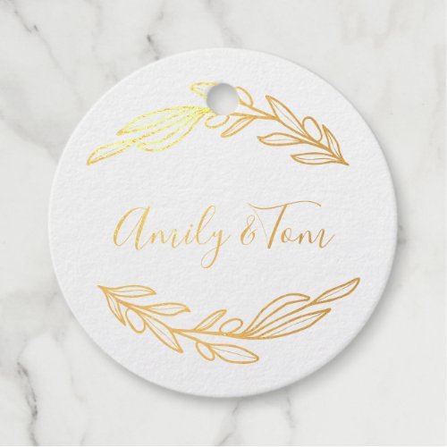 Olive Branch wreath personalized text foil Foil Fa Foil Favor Tags