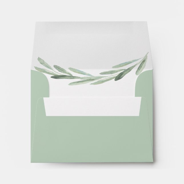 Olive Branch Wreath Pre-Printed Address RSVP Envelope (Back (Bottom))