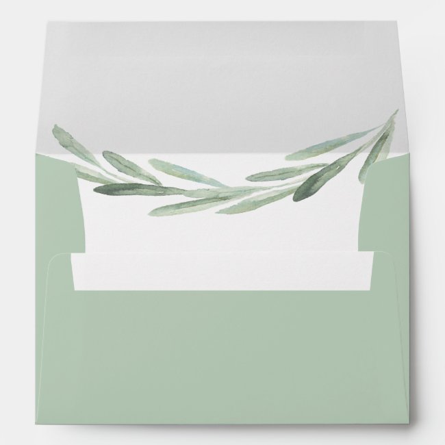 Olive Branch Wreath Pre-Printed Return Address 5x7 Envelope