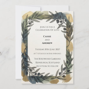 Olive Branch Wreath Wedding Invitation